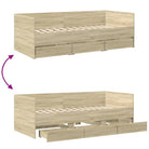 2-in-1 slaapbank met lades in bewerkt hout levering bevat - Bedden & bedframes