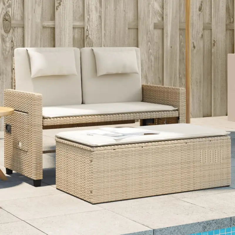 2-in-1 Tuinbank met poly Rattan en Wasbare Hoezen - beige en crèmekleurig / 1 - Tuinbanken