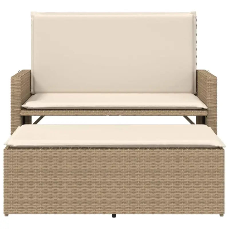 2-in-1 tuinbank van gepoedercoat staal en poly rattan met comfortabele zitervaring - Tuinbanken