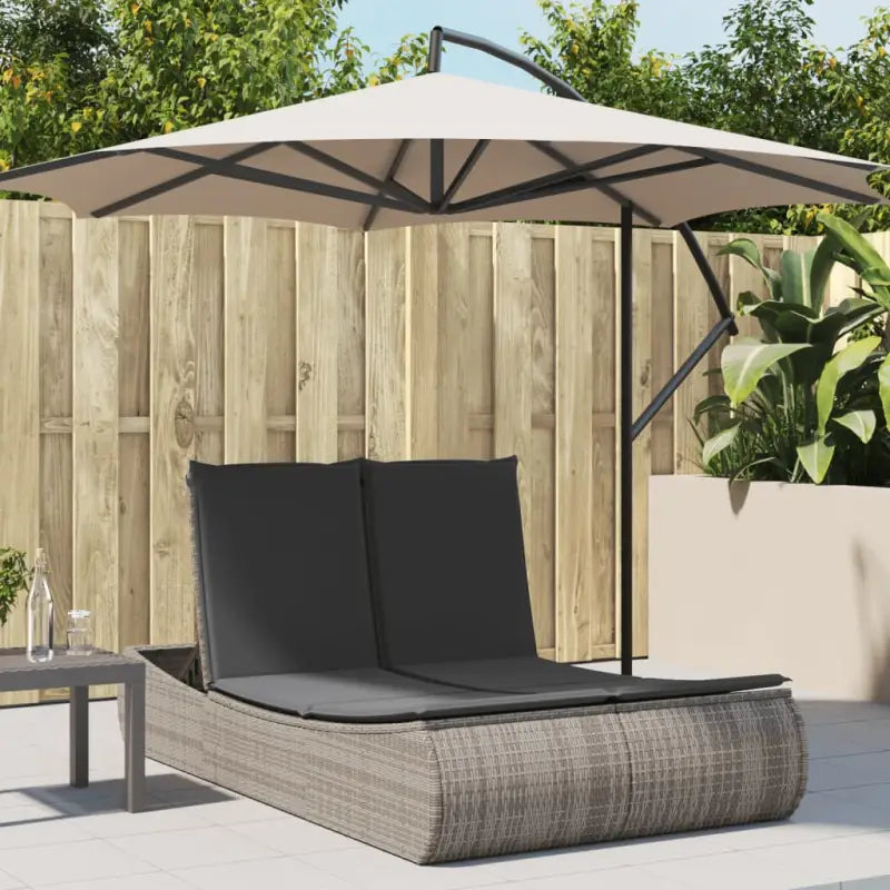2-persoons ligbed van poly rattan met wasbare hoes voor buitenplezier - Grijs / 1 - Ligstoelen