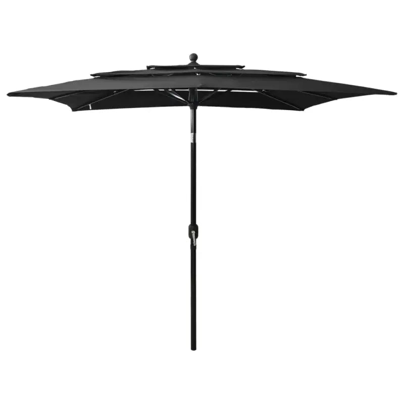 3-Laagse parasol met gepoedercoat aluminium paal voor tuin en terras - Zwart / 2.5 x 2.5 m / 1 - Parasols
