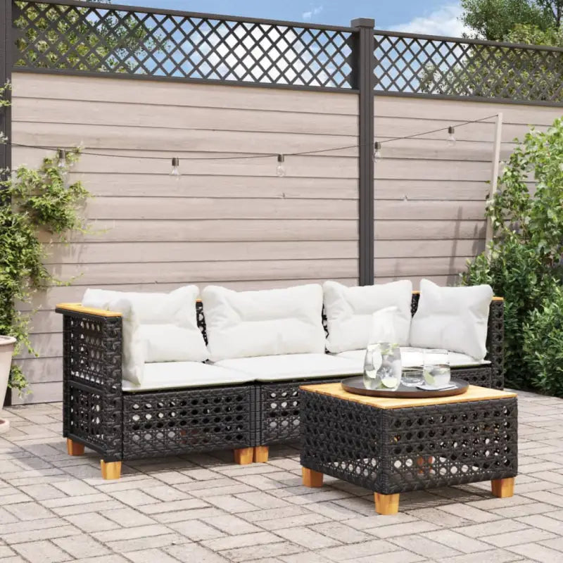 3-zits tuinbank van poly rattan met natuurlijke olieafwerking en comfortabele zitervaring - Zwart / 3 / with carving