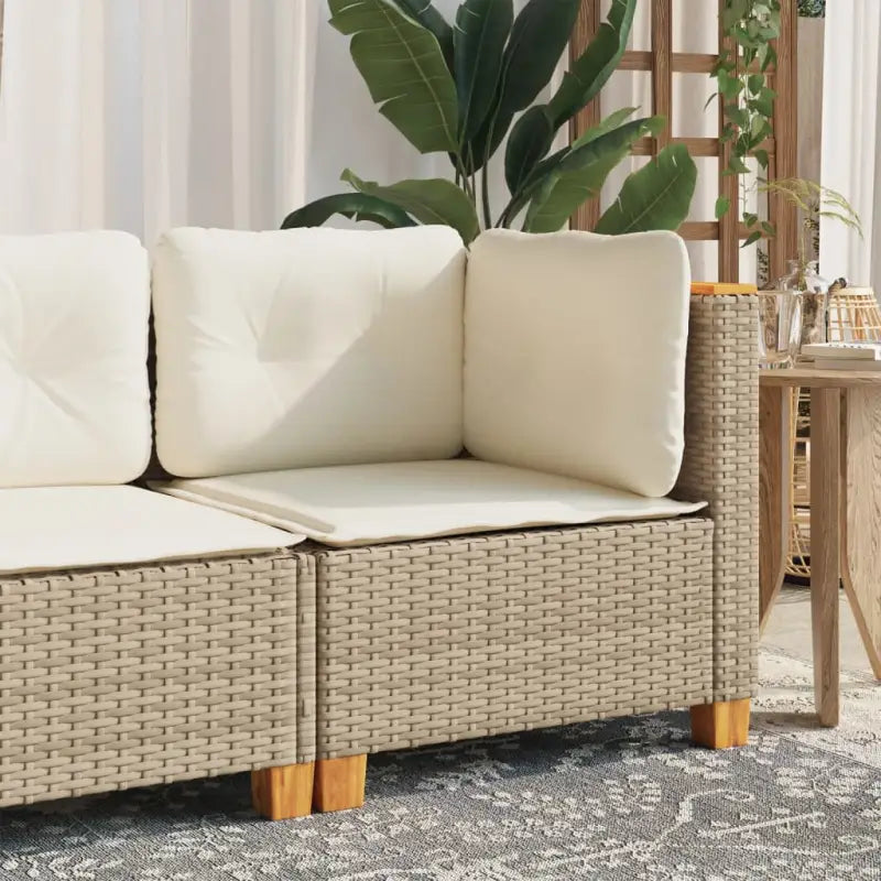 3-zits tuinbank van poly rattan met natuurlijke olieafwerking en comfortabele zitervaring - Beige / 1 / without carving