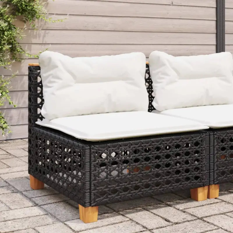 3-zits tuinbank van poly rattan met natuurlijke olieafwerking en comfortabele zitervaring - Zwart / 1 / with carving