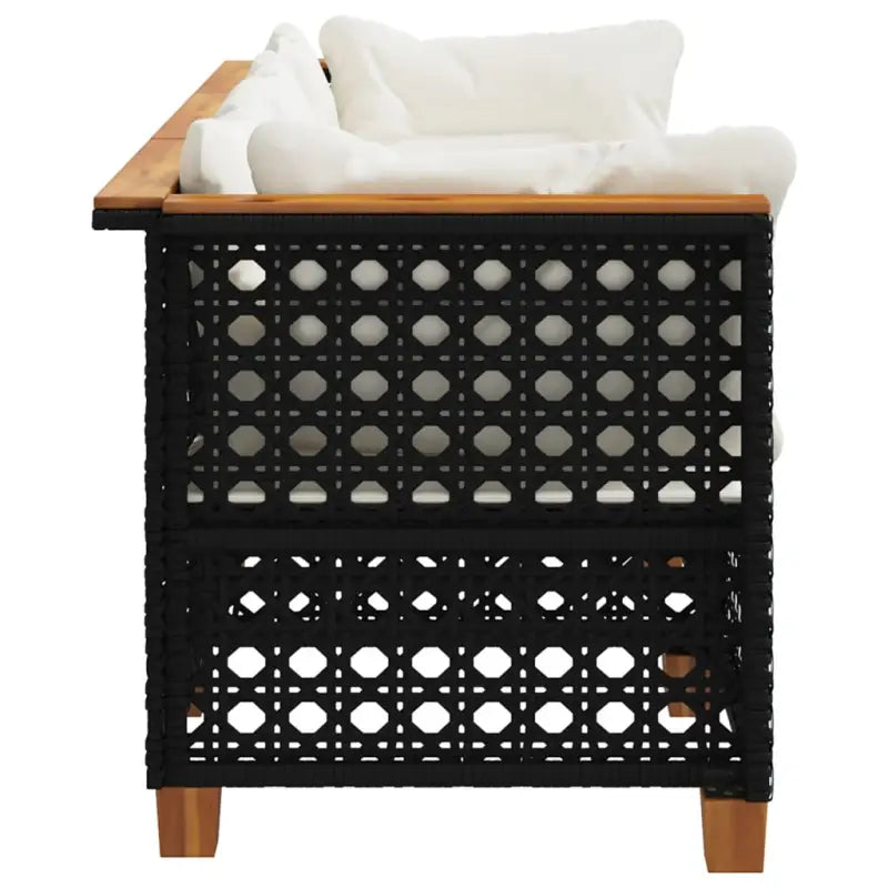 3-zits tuinbank van poly rattan met natuurlijke olieafwerking en comfortabele zitervaring - Loungebanken