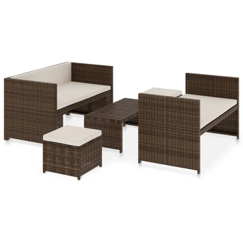 5-delige poly rattan loungeset met stalen frame inclusief levering - Bruin - Tuinsets