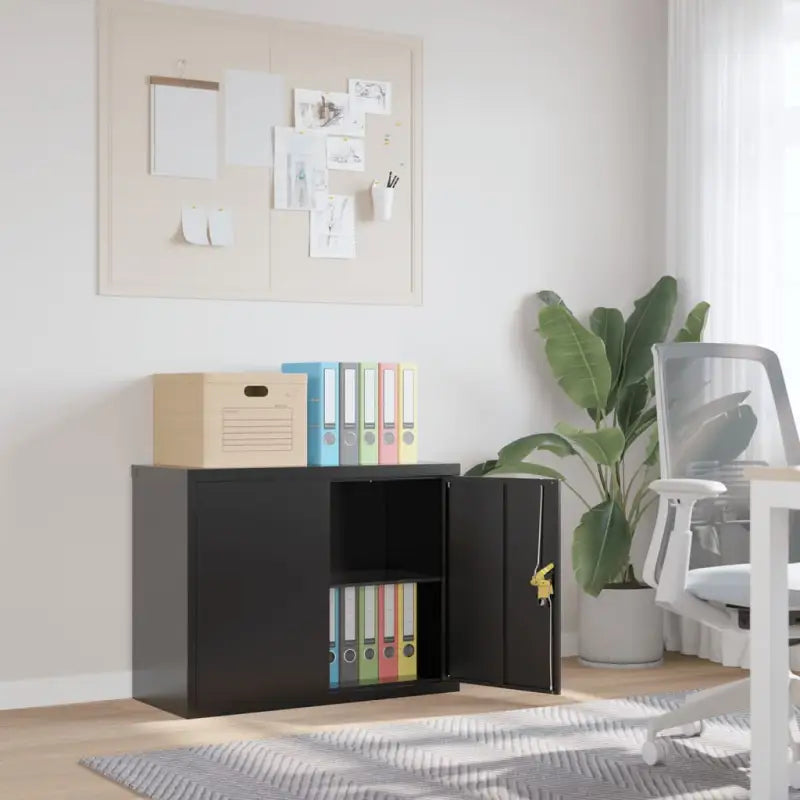 Archiefkast met verstelbare schappen voor stijlvol kantooropslag - Zwart / 90 x 40 x 70 cm / 1 - Archiefkasten