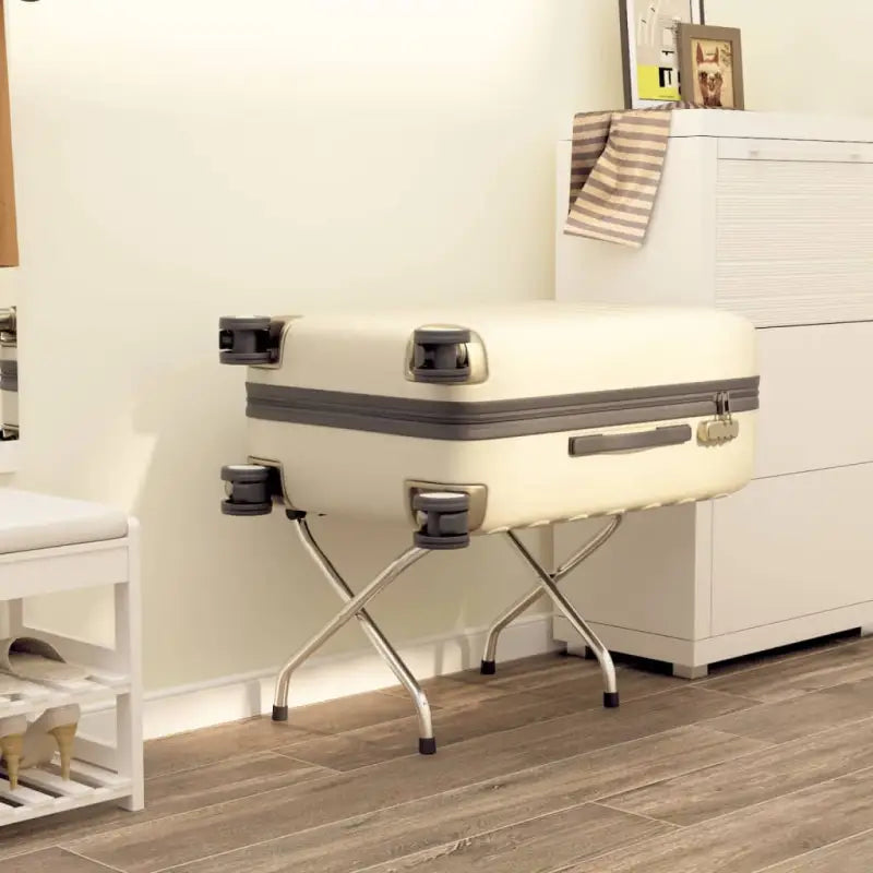 Bagagerek met stalen buizen en robuuste nylonbanden voor hotels - Zwart en zilver / 56 x 39 x 52 cm / 1 - Bagagerekken