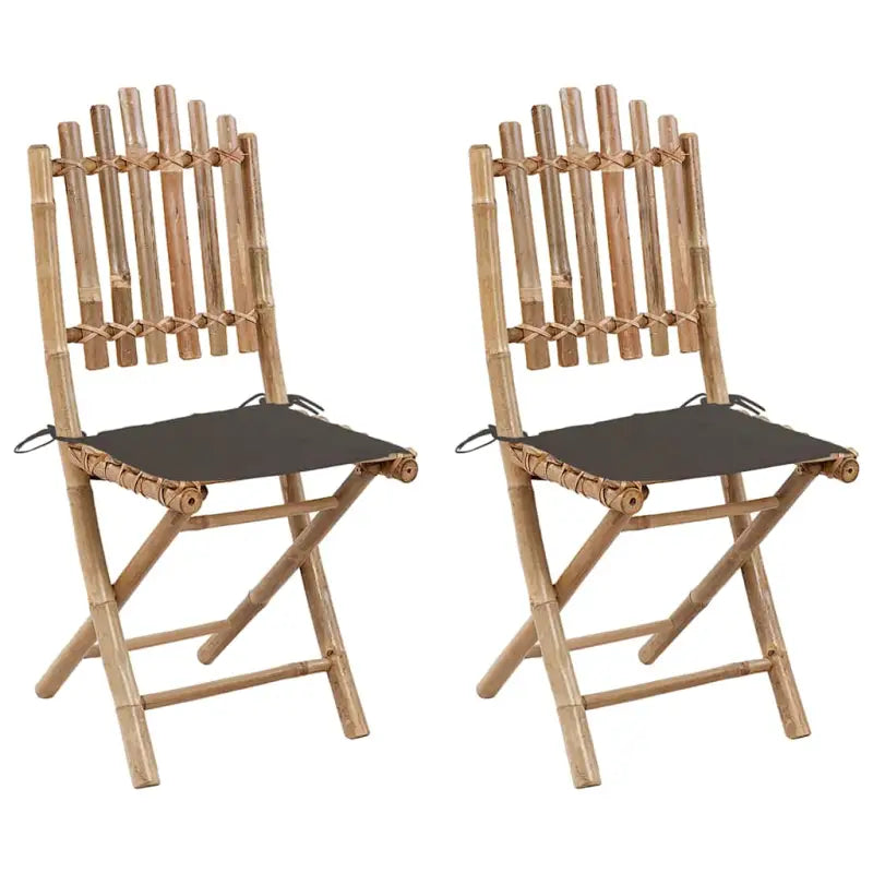 Bamboe tuinstoelen set met touwtjes voor buiten eten - Taupe / 2 / 40 x 40 x 4 cm - Tuinstoelen