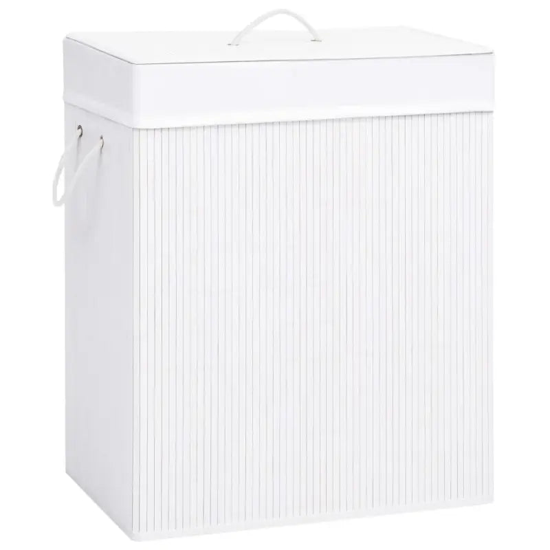 Bamboe wasmand met grote inhoud en geweven stof voor elk interieur - Wit / 52 x 32 x 62.5 cm / 1 - Wasmanden