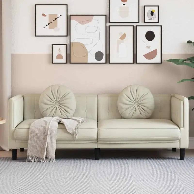 Banken fauteuil in kunstsuède voor ontspannen en gezellig comfort - Crème / Driezitsbank - Banken