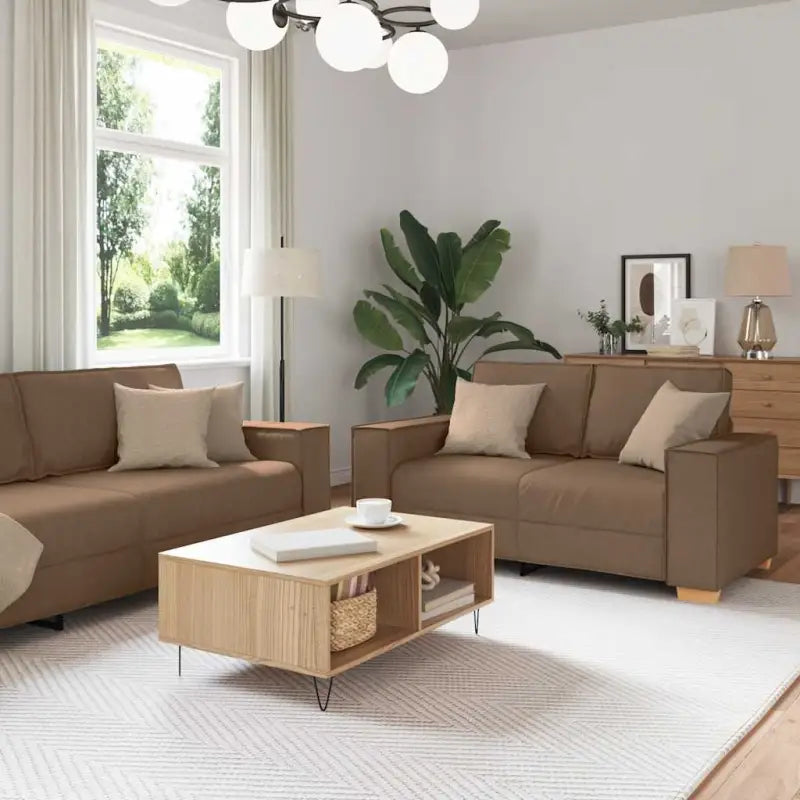 Banken loungeset met brede armleuningen en comfortabele diepte zitting - Bruin / 160 cm - Banken