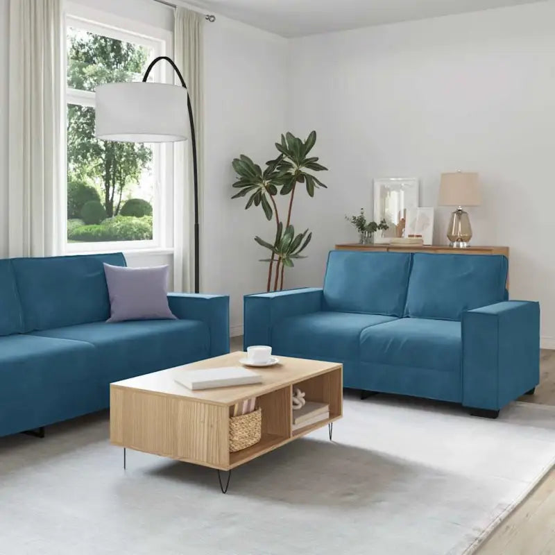 Banken loungeset met brede armleuningen en comfortabele zitbreedte - Blauw / 160 cm - Banken