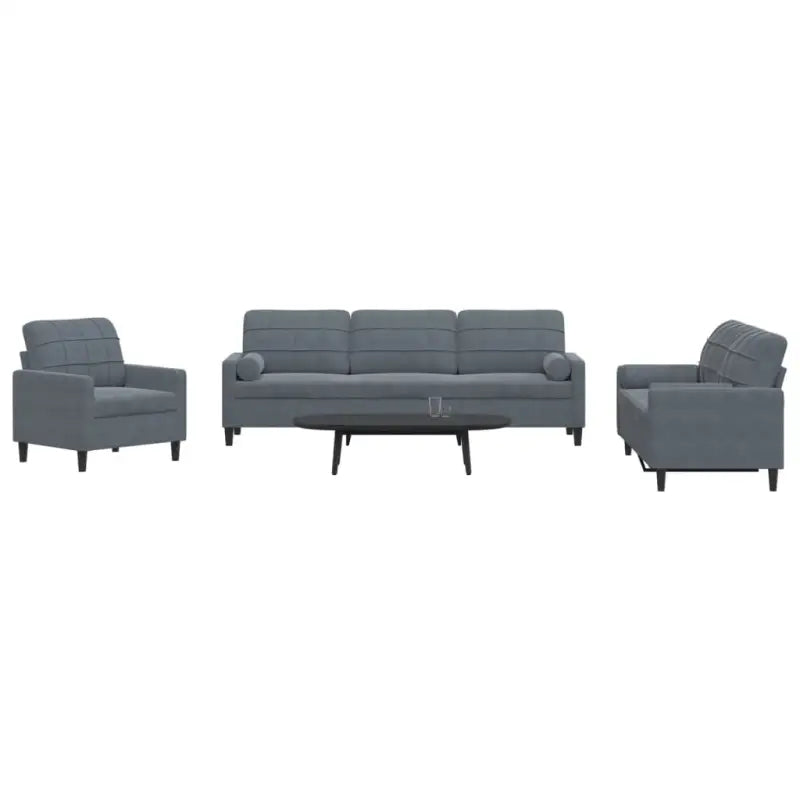 Banken loungeset met comfortabele zithoek en opvallend design - Donkergrijs / met kussens - Banken