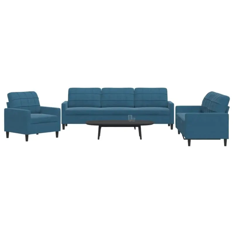Banken loungeset met comfortabele zithoek en opvallend design - Blauw / Zonder voetenbank - Banken