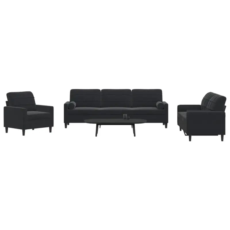 Banken loungeset met comfortabele zithoek en opvallend design - Zwart / met kussens - Banken