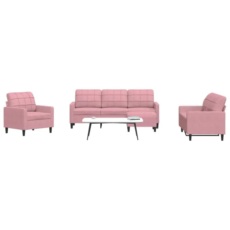 Banken loungeset met comfortabele zithoogte en elegante totale afmetingen - Roze / Met voetenbank - Banken