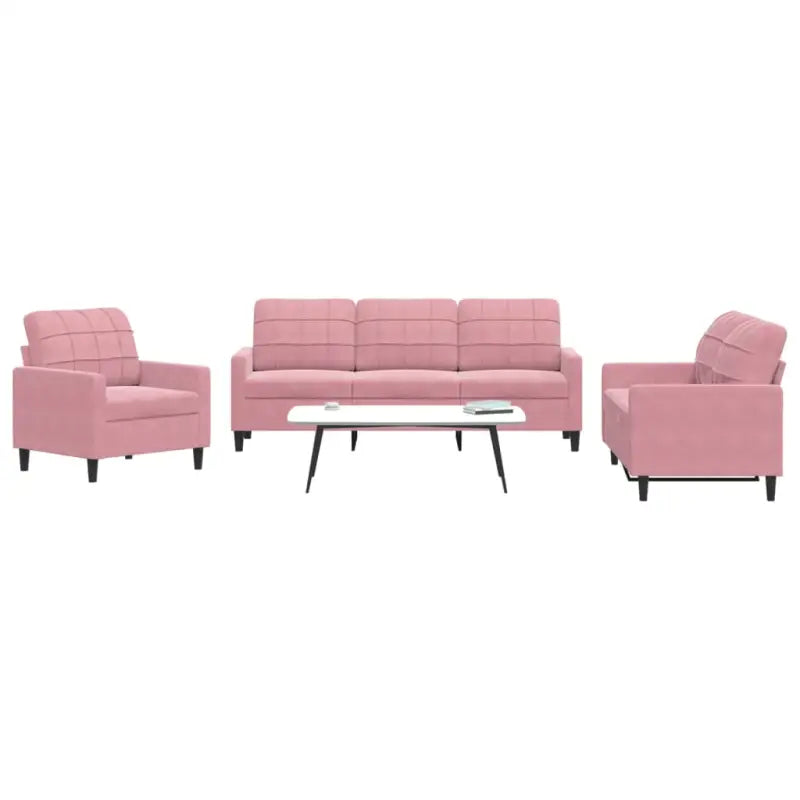 Banken loungeset met comfortabele zithoogte en elegante totale afmetingen - Roze / Zonder voetenbank - Banken