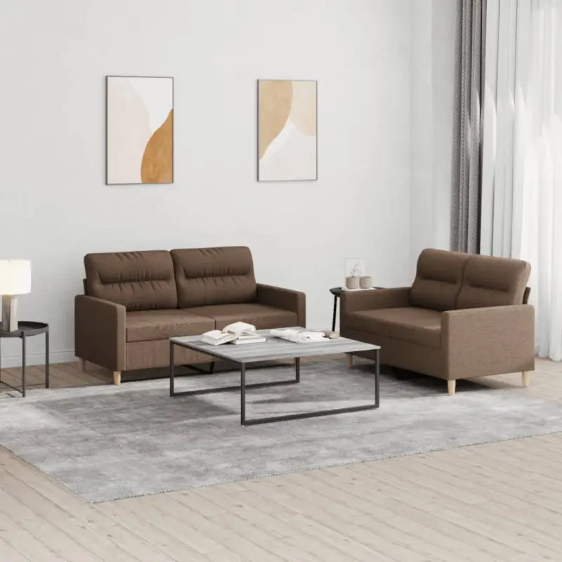 Banken Loungeset met elegante uitstraling en comfortabele zithoek - Bruin / met kussens - Banken