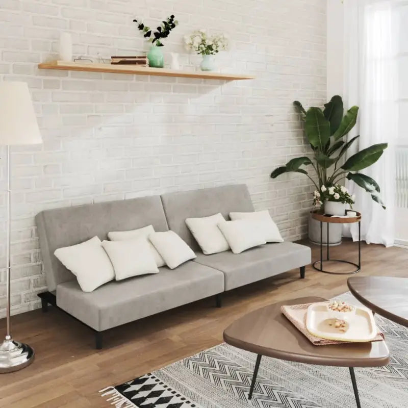 Banken slaapbank met comfortabele zit en slaapfunctie met totale afmetingen - Lichtgrijs / Zonder armleuning - Banken