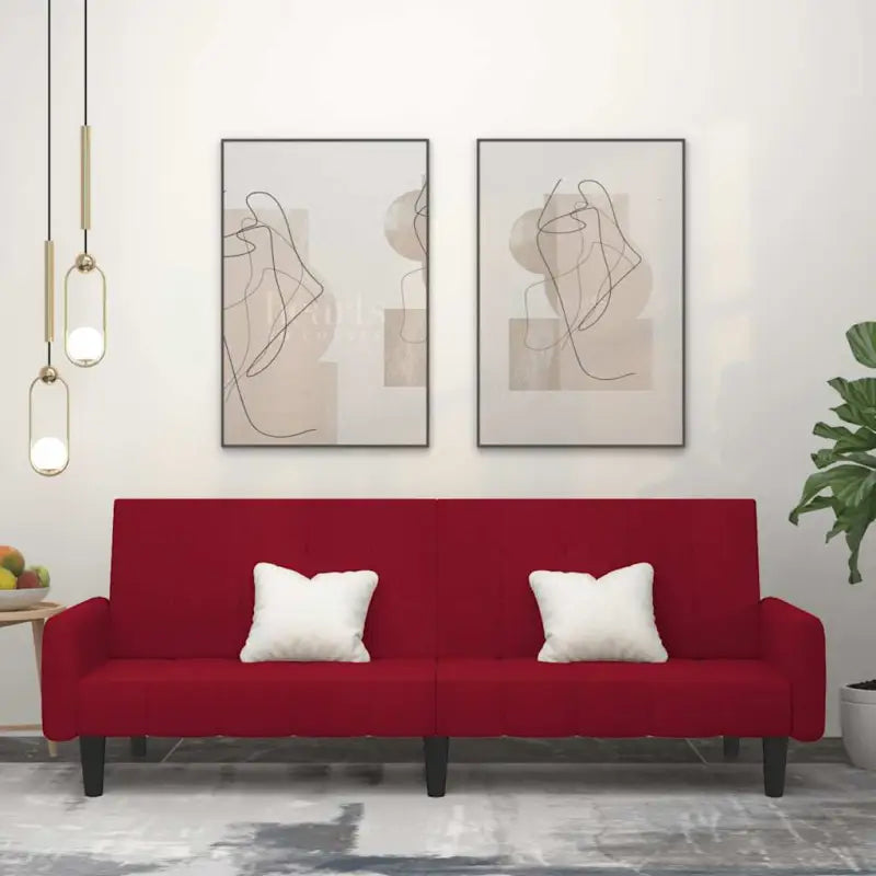 Banken slaapbank met comfortabele zit en snel om te bouwen Totale afmetingen - Wijnrood / Met armleuning - Banken