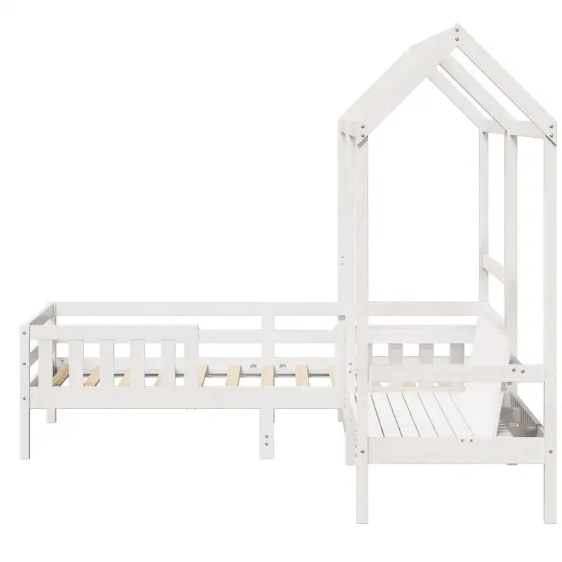 Bed met bankje in massief grenenhout voor een moderne slaapkamer - Bedden & bedframes