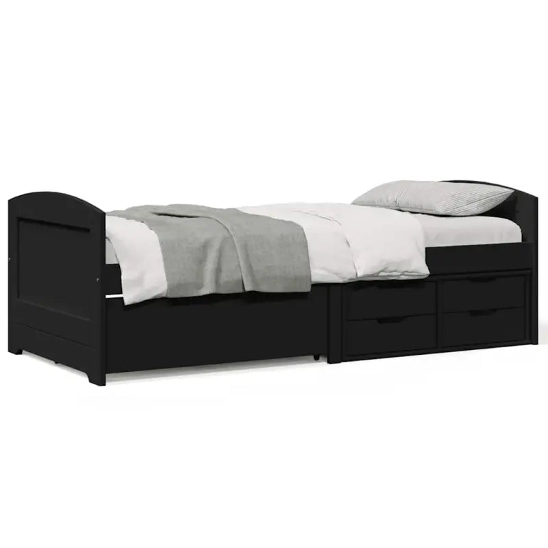 Bed met massief grenenhout en kleine lade voor slaap- en woonkamer - Zwart - Bedden & bedframes