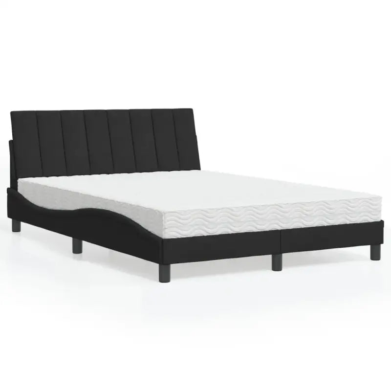 Bed met multiplex lattenbodem en 22d PU-schuim in blauw materiaal - Zwart / 140 x 200 cm - Bedden & bedframes