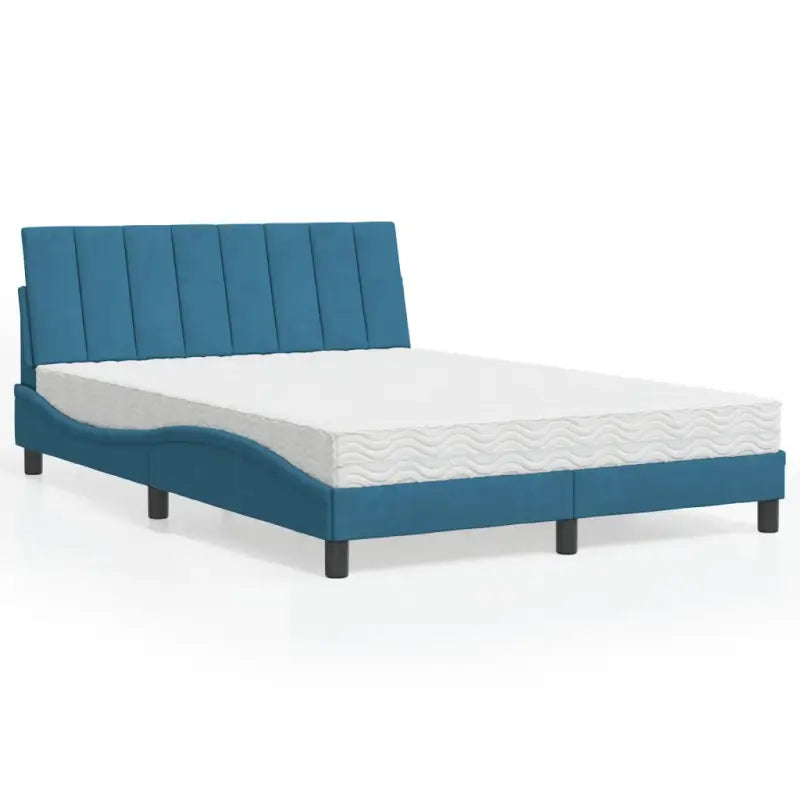Bed met multiplex lattenbodem en 22d PU-schuim in blauw materiaal - Blauw / 140 x 200 cm - Bedden & bedframes