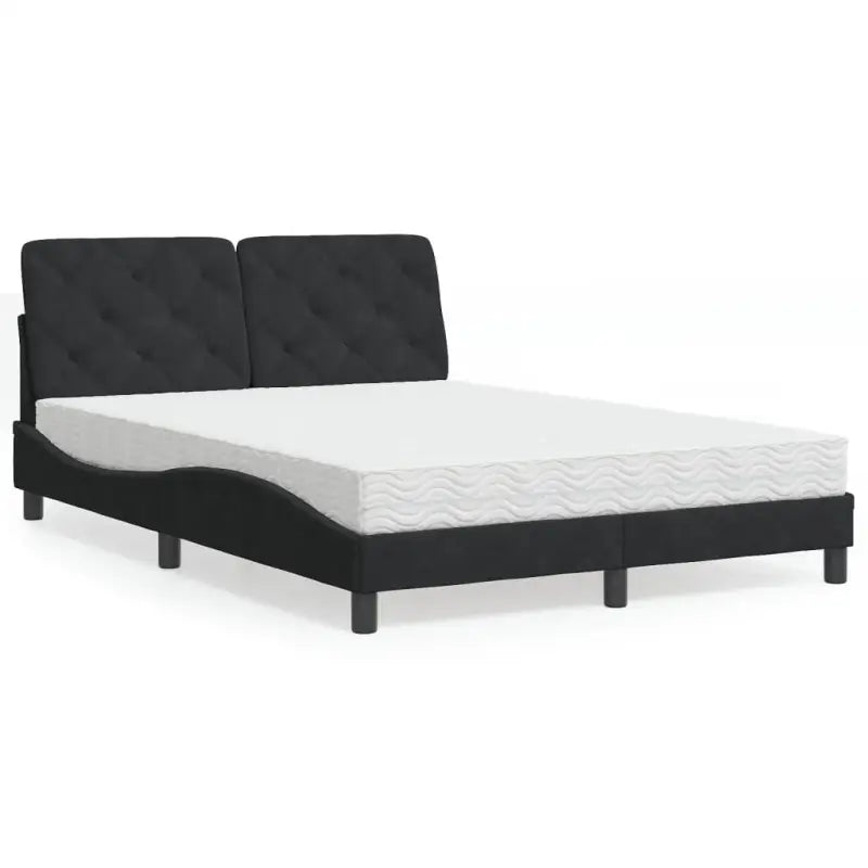 Bed met multiplex lattenbodem en 22d PU-schuim in blauw materiaal - Zwart / 120 x 200 cm - Bedden & bedframes