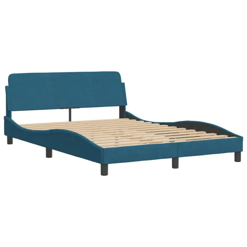 Bed met multiplex lattenbodem en 22d PU-schuim in blauw materiaal - Bedden & bedframes