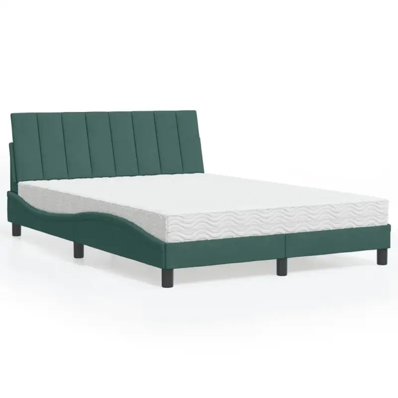 Bed met multiplex lattenbodem en 22d PU-schuim in blauw materiaal - Donkergroen / 140 x 190 cm - Bedden & bedframes