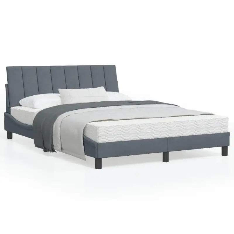Bed met multiplex lattenbodem en 22d PU-schuim in blauw materiaal - Donkergrijs / 120 x 200 cm - Bedden & bedframes