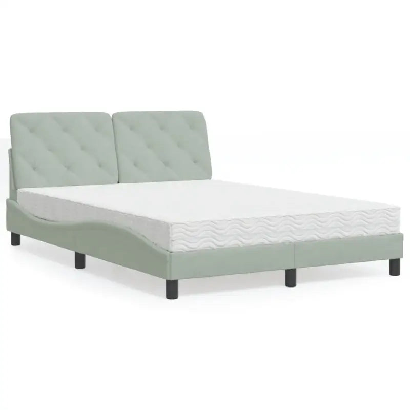 Bed met multiplex lattenbodem en 22d PU-schuim in blauw materiaal - Lichtgrijs / 140 x 200 cm - Bedden & bedframes