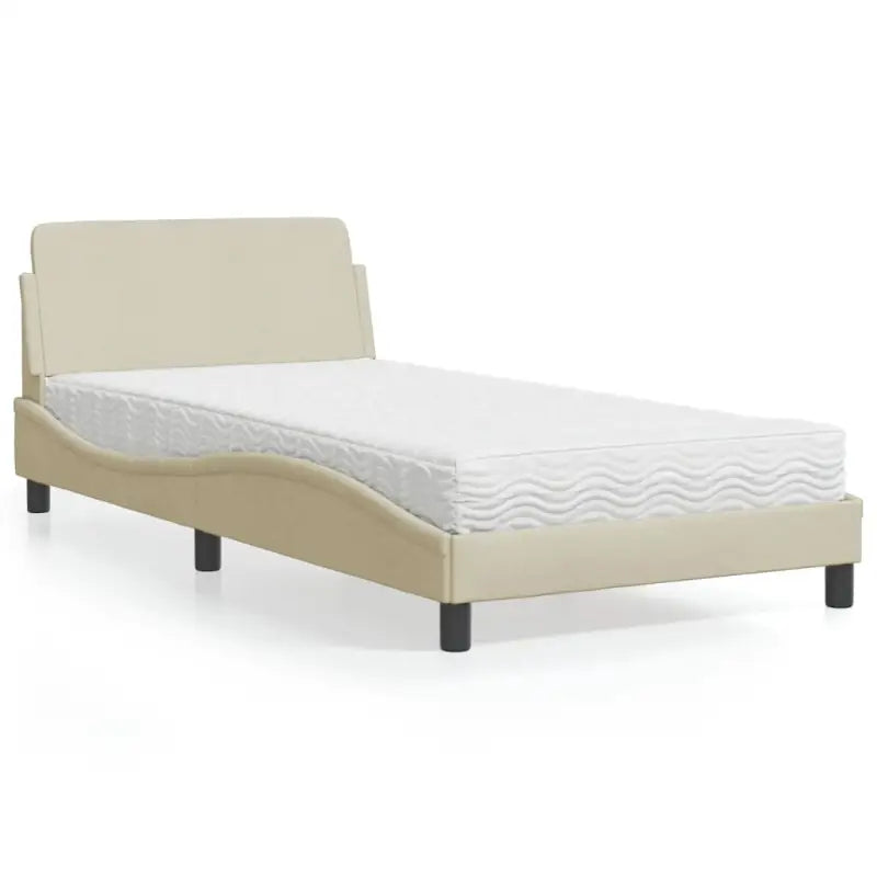 Bed met multiplex lattenbodem en 22D PU-schuim matras voor optimale slaap - Crème / 100 x 200 cm - Bedden & bedframes