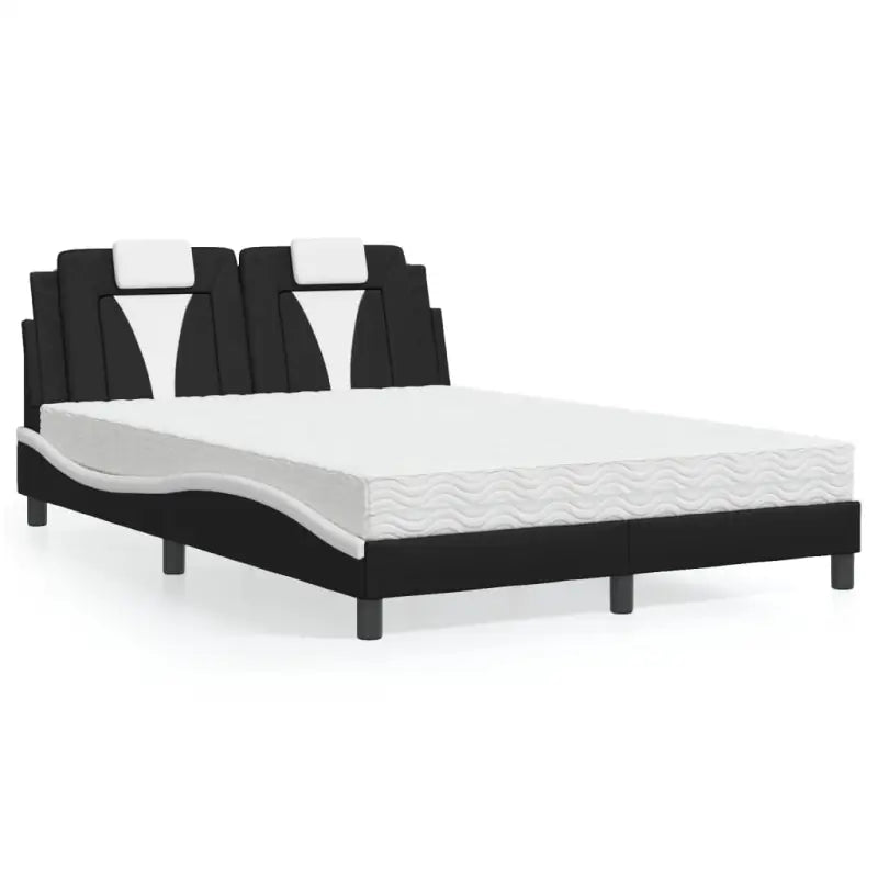 Bed met multiplex lattenbodem en 22d pu-schuim voor optimaal comfort - Zwart en wit / 120 x 200 cm - Bedden & bedframes