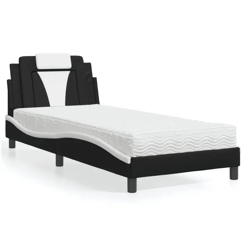 Bed met multiplex lattenbodem en 22d pu-schuim voor optimaal comfort - Zwart en wit / 90 x 190 cm - Bedden & bedframes