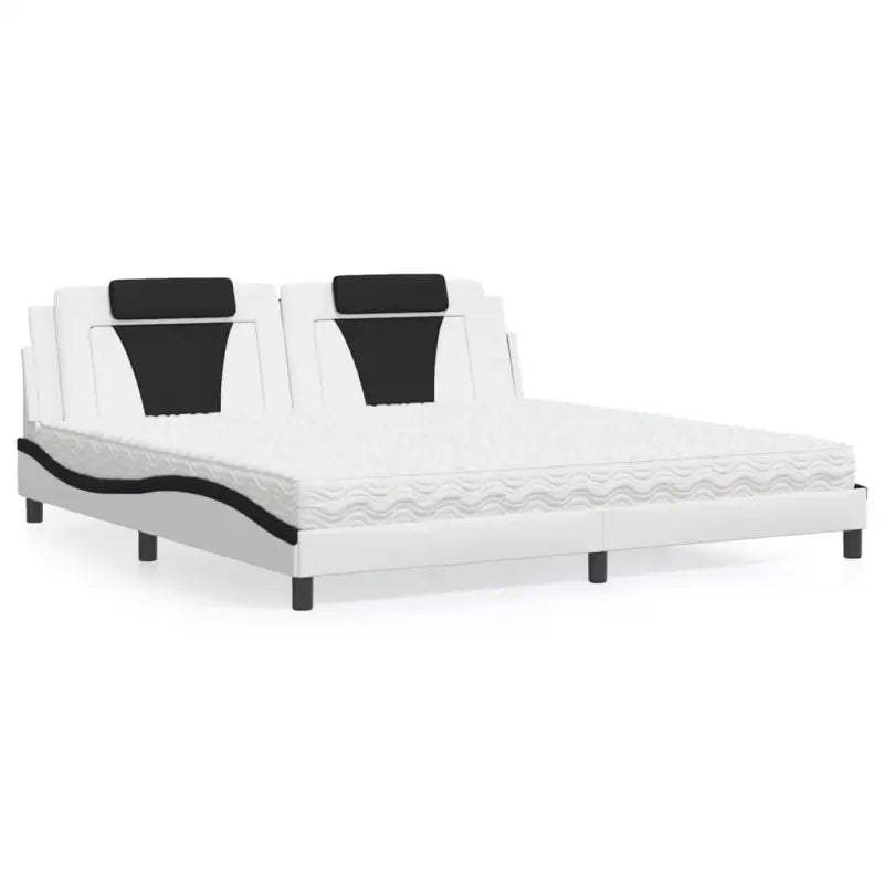 Bed met multiplex lattenbodem en 22d pu-schuim voor optimaal comfort - Wit en zwart / 200 x 200 cm - Bedden & bedframes