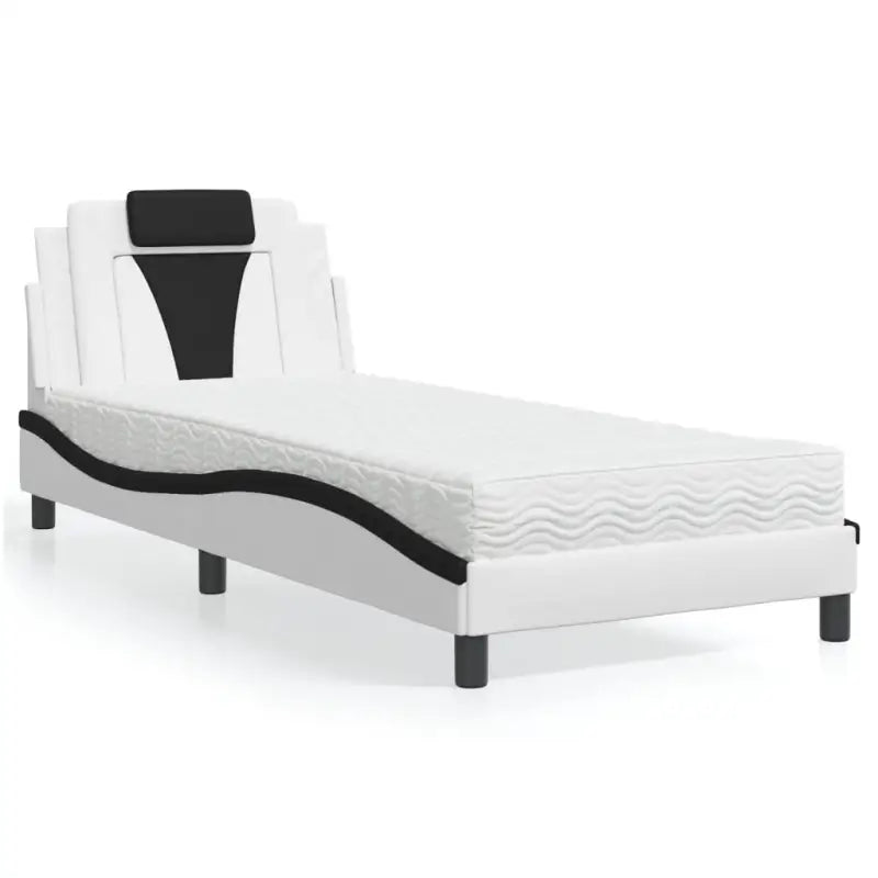 Bed met multiplex lattenbodem en 22d pu-schuim voor optimaal comfort - Wit en zwart / 90 x 190 cm - Bedden & bedframes