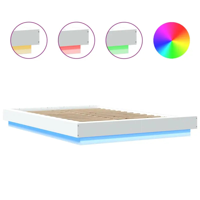 Bed met RGB LED-verlichting en bewerkt hout voor een stabiele nachtrust - Bedden & bedframes