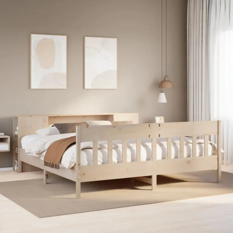 Bedden en bedframes met massief grenenhout en optimale totale afmetingen - Naturel / 200 x 200 cm - Bedden & bedframes