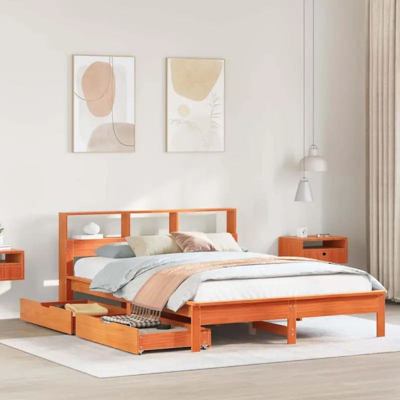 Bedden en bedframes met massief grenenhout voor optimale comfort - Wasbruin / 150 x 200 cm - Bedden & bedframes