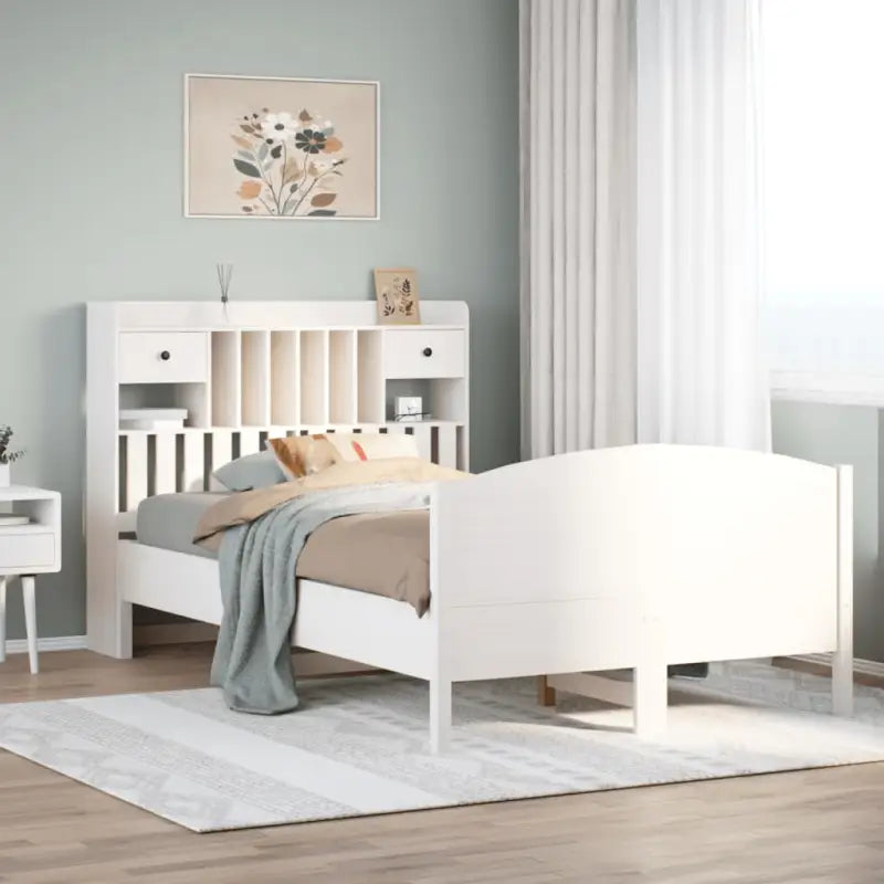 Bedden met massief grenenhout en ruime totale afmetingen - Wit / 135 x 190 cm - Bedden & bedframes