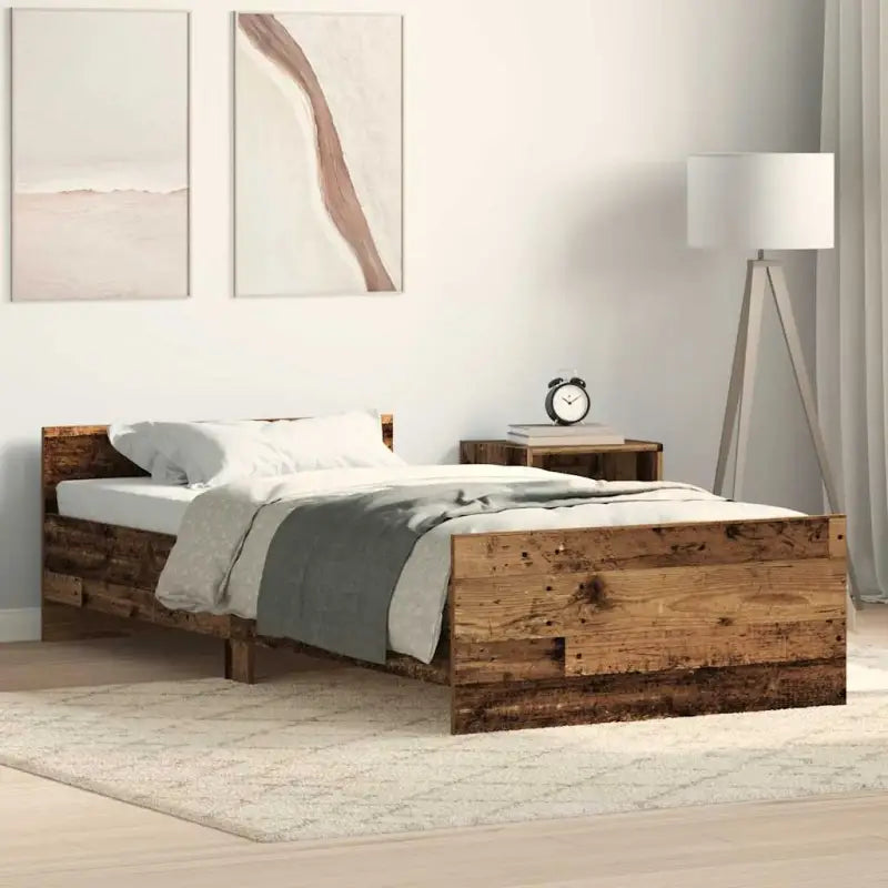 Bedframe in Grijs Sonoma voor een stevige en stabiele nachtrust - Oud hout / 75 x 190 cm - Bedden & bedframes