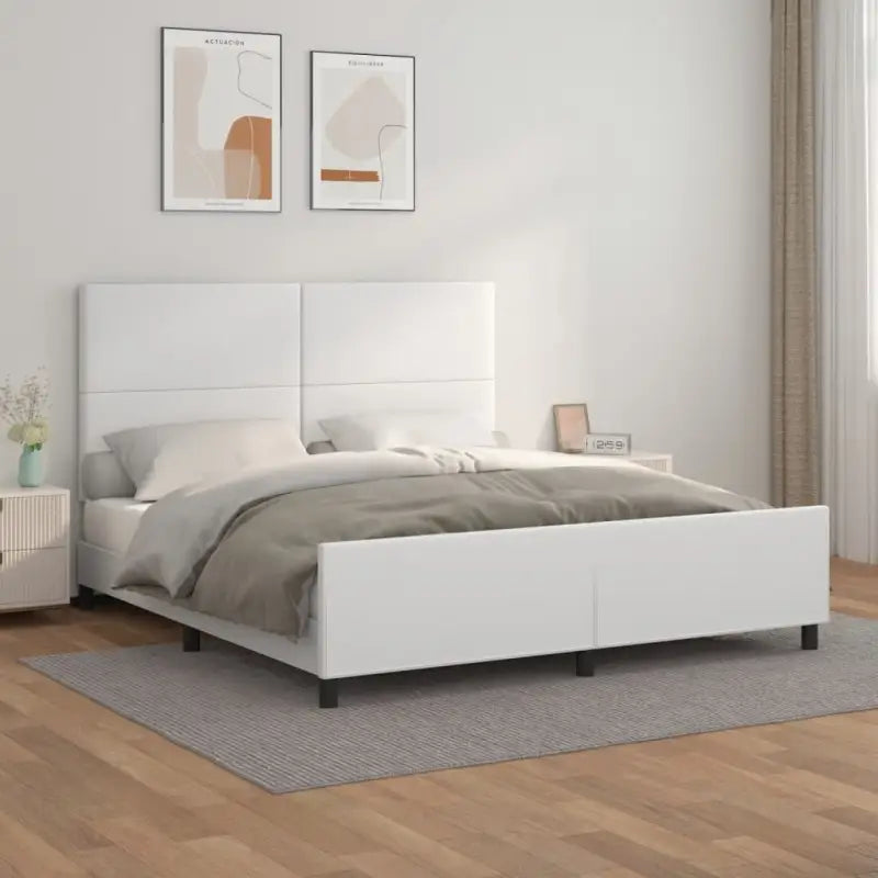 Bedframe met hoofdeinde en multiplex lattenbodem inclusief levering bevat - Wit / 160 x 200 cm / Effen ontwerp - Bedden