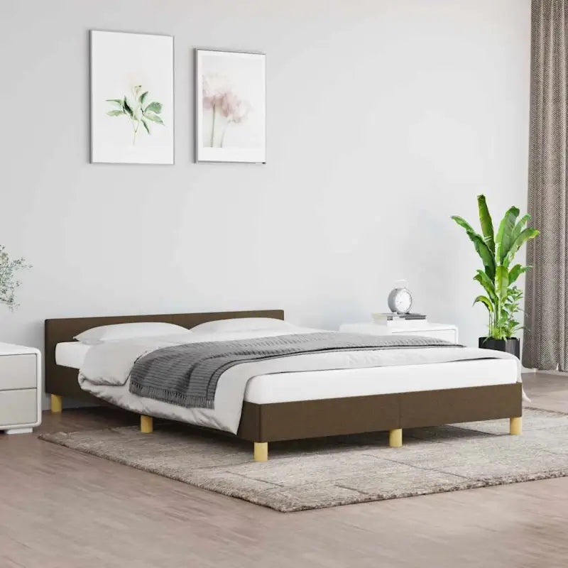 Bedframe met hoofdeinde en multiplex lattenbodem voor comfortabele nachtrust - Donkerbruin / 140 x 190 cm - Bedden &