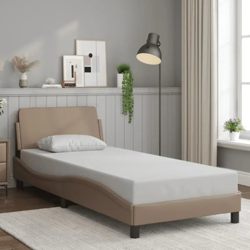 Bedframe met hoofdeinde en multiplex lattenbodem voor een goede nachtrust - Cappuccino / 90 x 190 cm - Bedden &