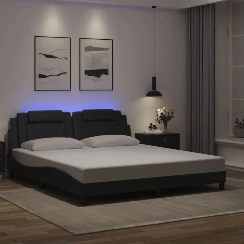 Bedframe met LED-verlichting en multiplex lattenbodem voor comfort - Zwart / 180 x 200 cm - Bedden & bedframes