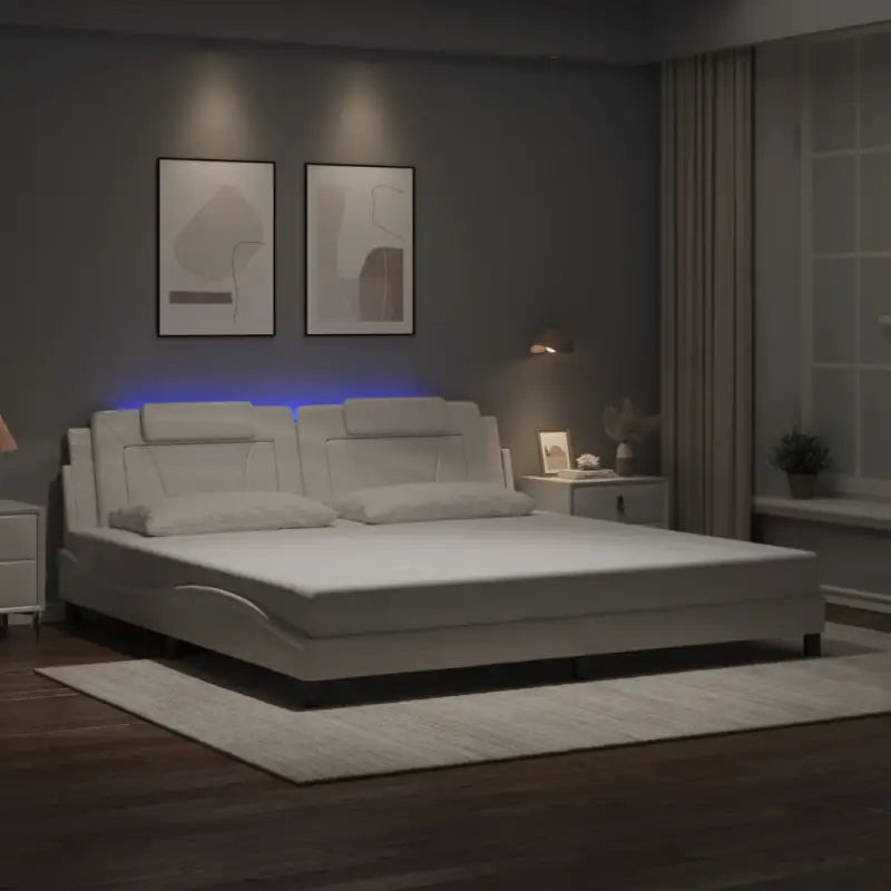 Bedframe met LED-verlichting en multiplex lattenbodem voor comfort - Wit / 200 x 200 cm - Bedden & bedframes