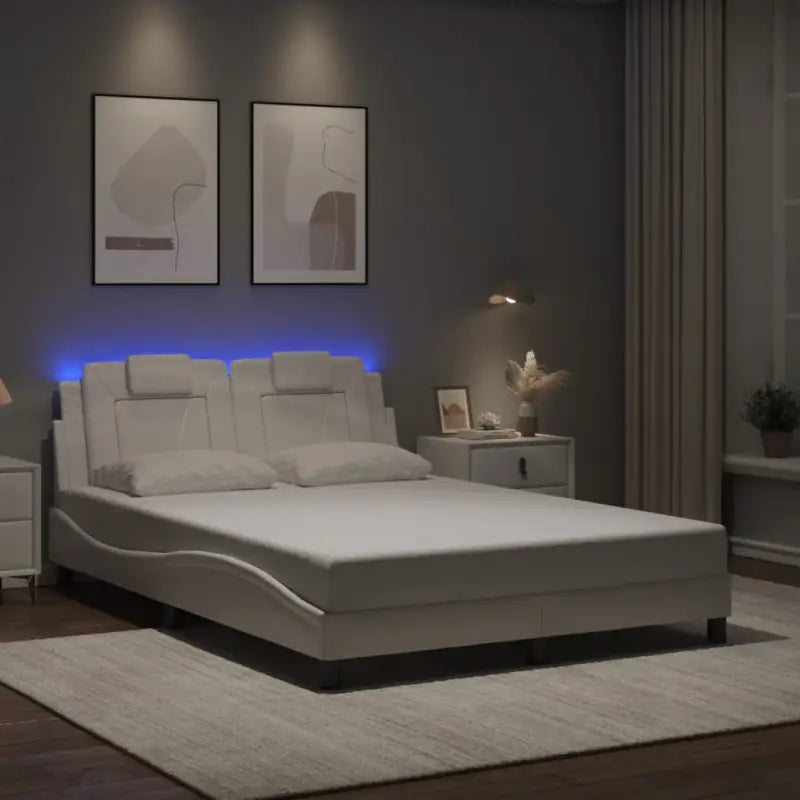 Bedframe met LED-verlichting en multiplex lattenbodem voor comfort - Wit / 140 x 200 cm - Bedden & bedframes